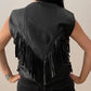 Vintage Black Leather Fringe Vest