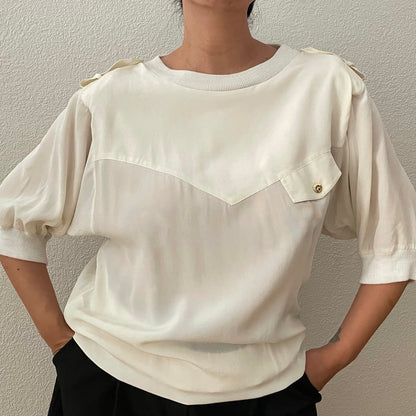 Vintage Short Sleeve Silk Blouse - Pullover