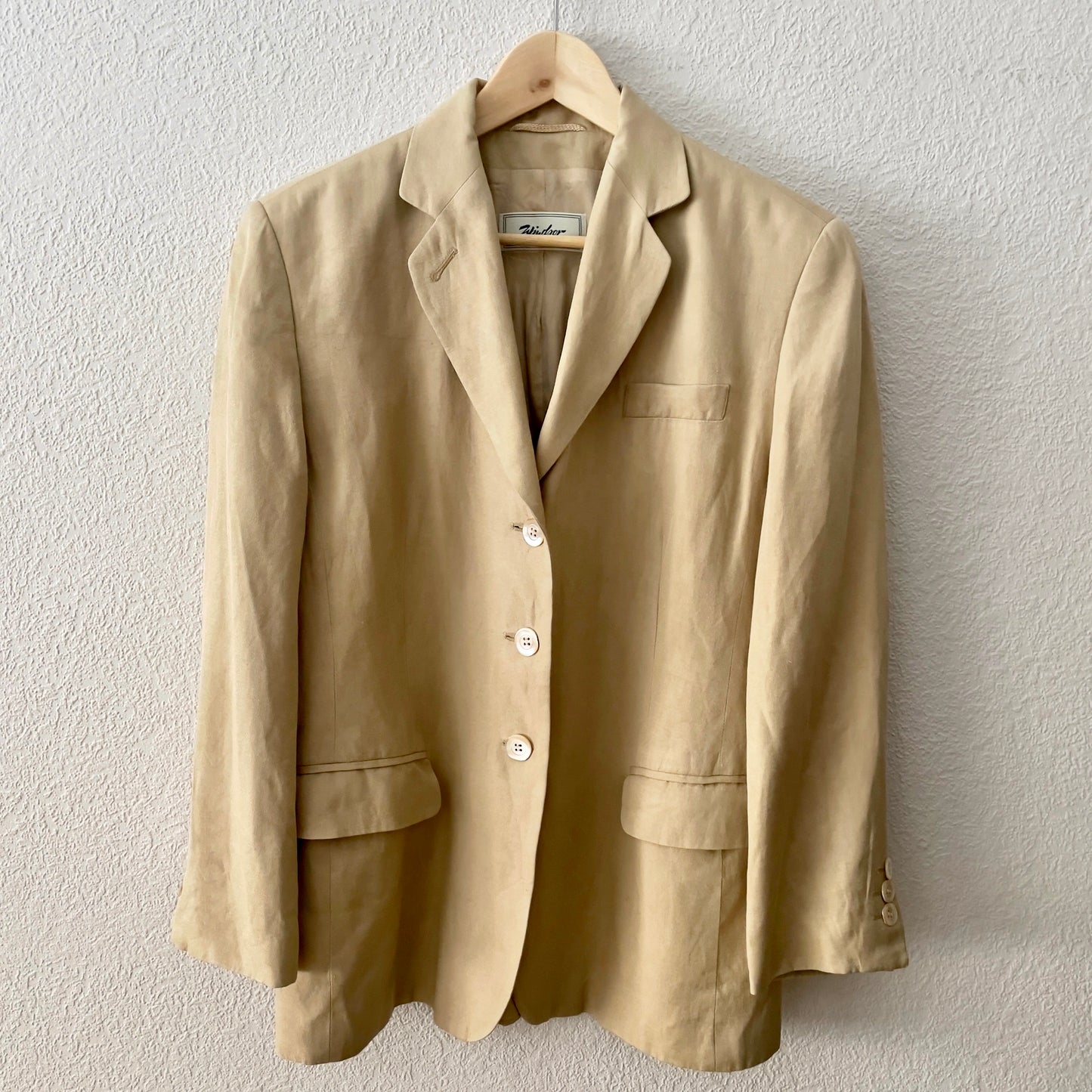 Vintage Golden Beige Linen Silk Blazer