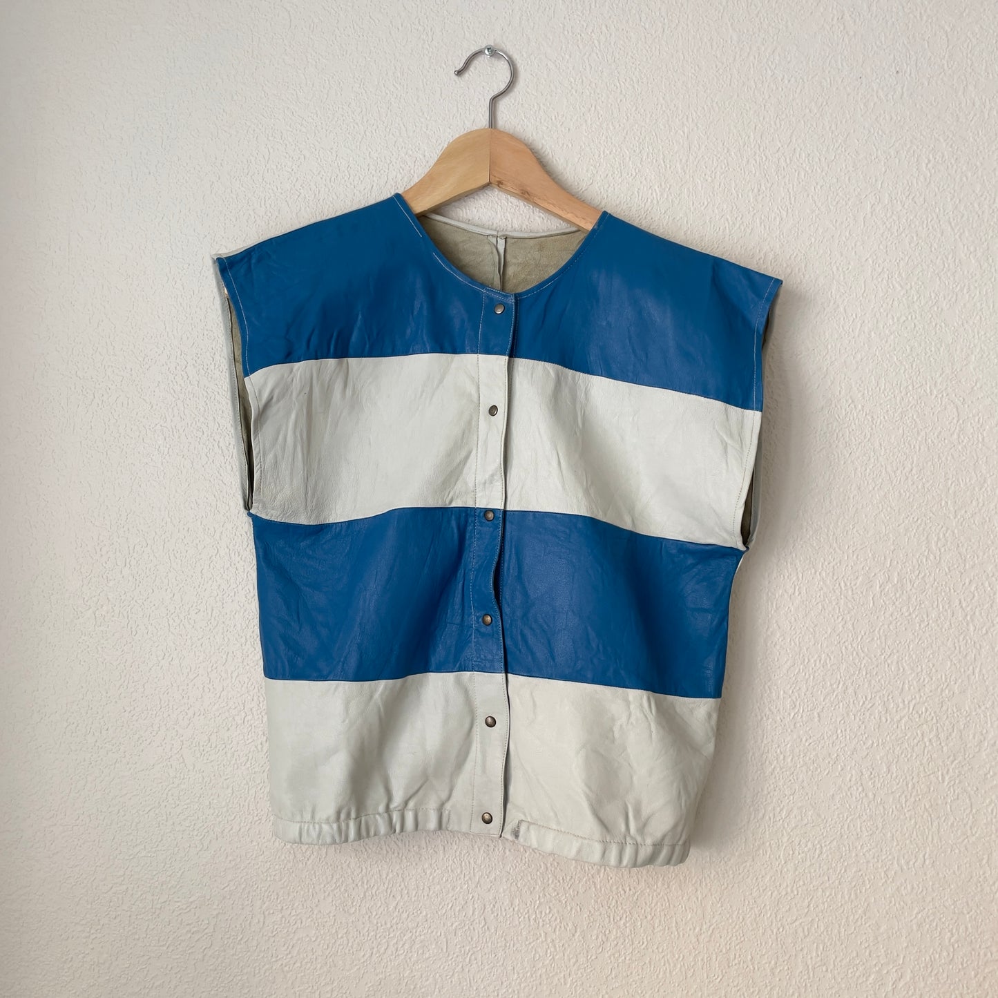 Vintage Color Block Leather Vest
