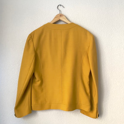 Colarless Yellow Wool Jacket
