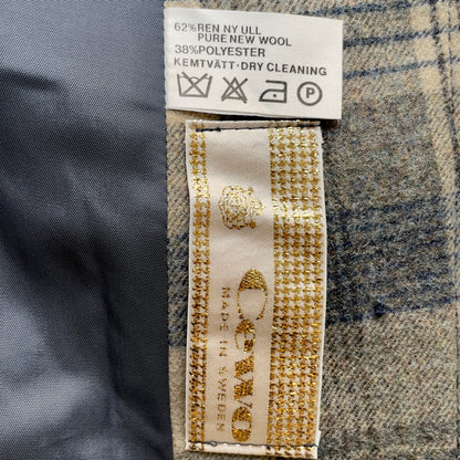 Vintage Plaid Wool Blazer with Belt - Cewo