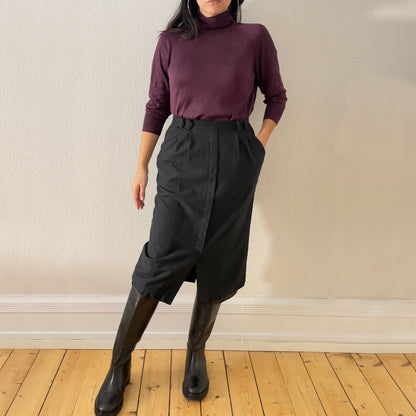 80's Vintage Gray Wool Skirt