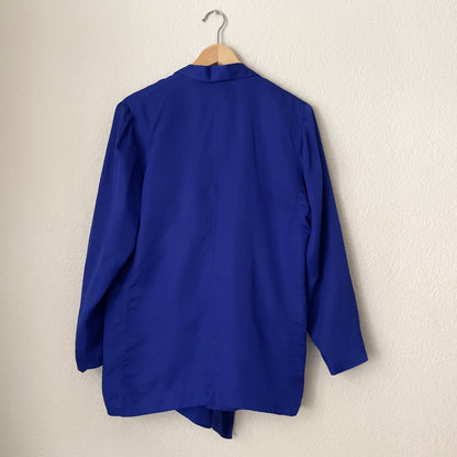 Vintage Blue Silk Blazer - REPAIRED