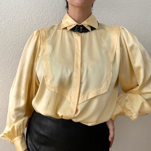 Vintage Robert Haik Yellow Silk Blouse