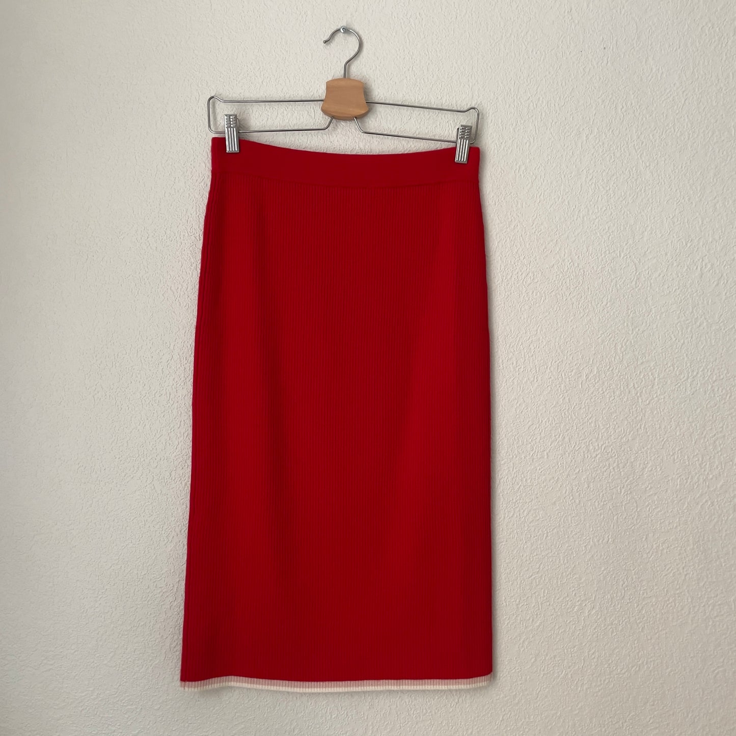 Red Merino Wool Long Skirt