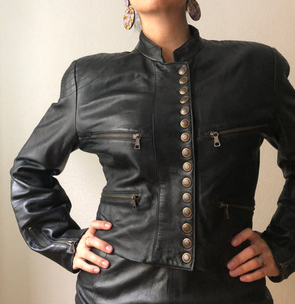 Cinched Waist Leather Jacket