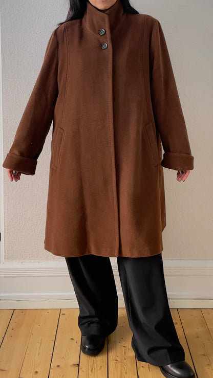 Brown Wool Angora Coat - Marcona