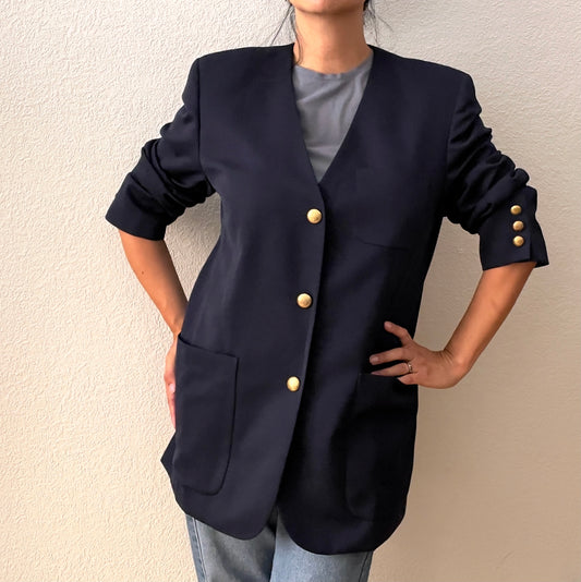 Vintage Blue Wool-Blend Blazer - Ravens