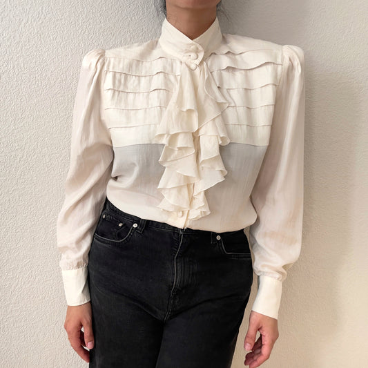 Vintage Ruffled Paper Silk Blouse - Betty Barclay