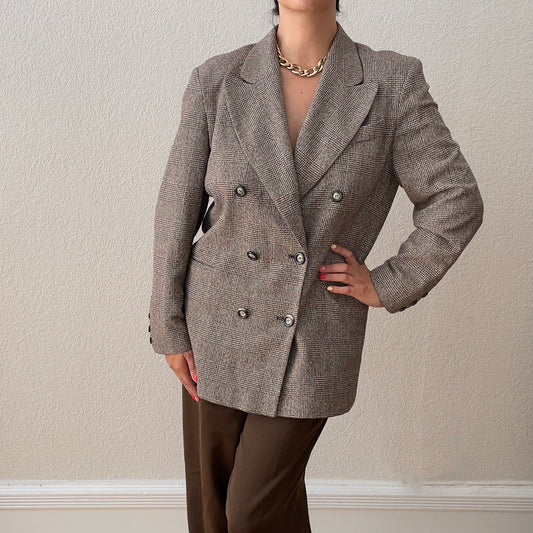 Vintage Glen Plaid Blazer - Silk Blend