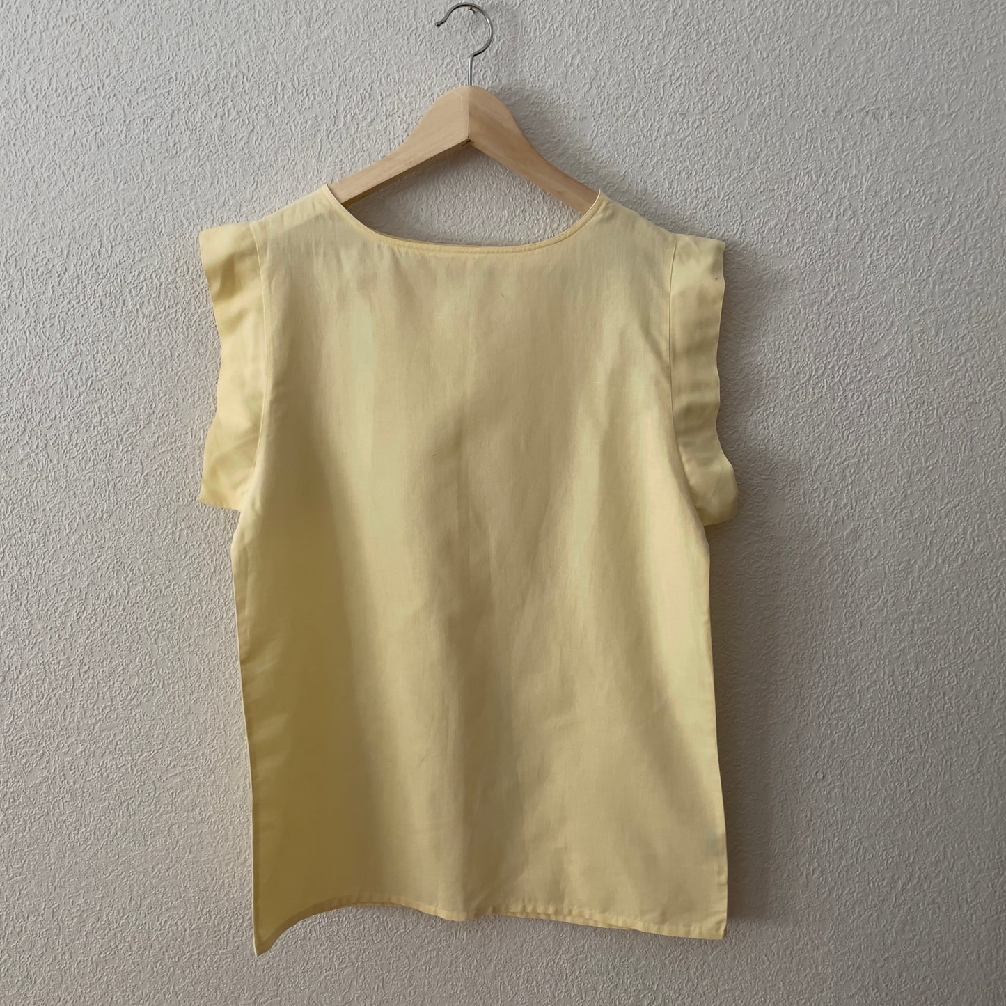 Vintage Soft Yellow Top - Cotton/Linen Blend