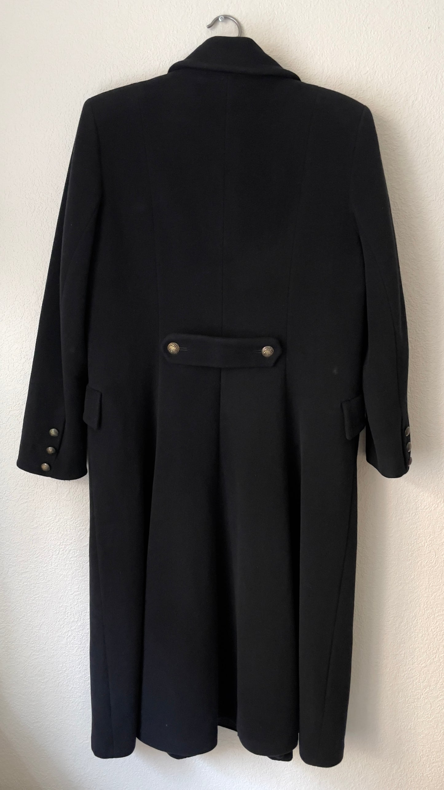 Vintage Double-breasted Black Wool Coat