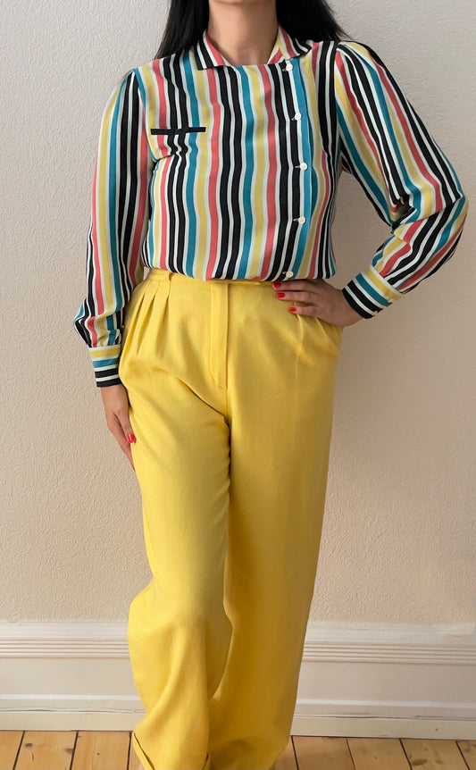 Vintage Yellow Wool Flannel Trousers