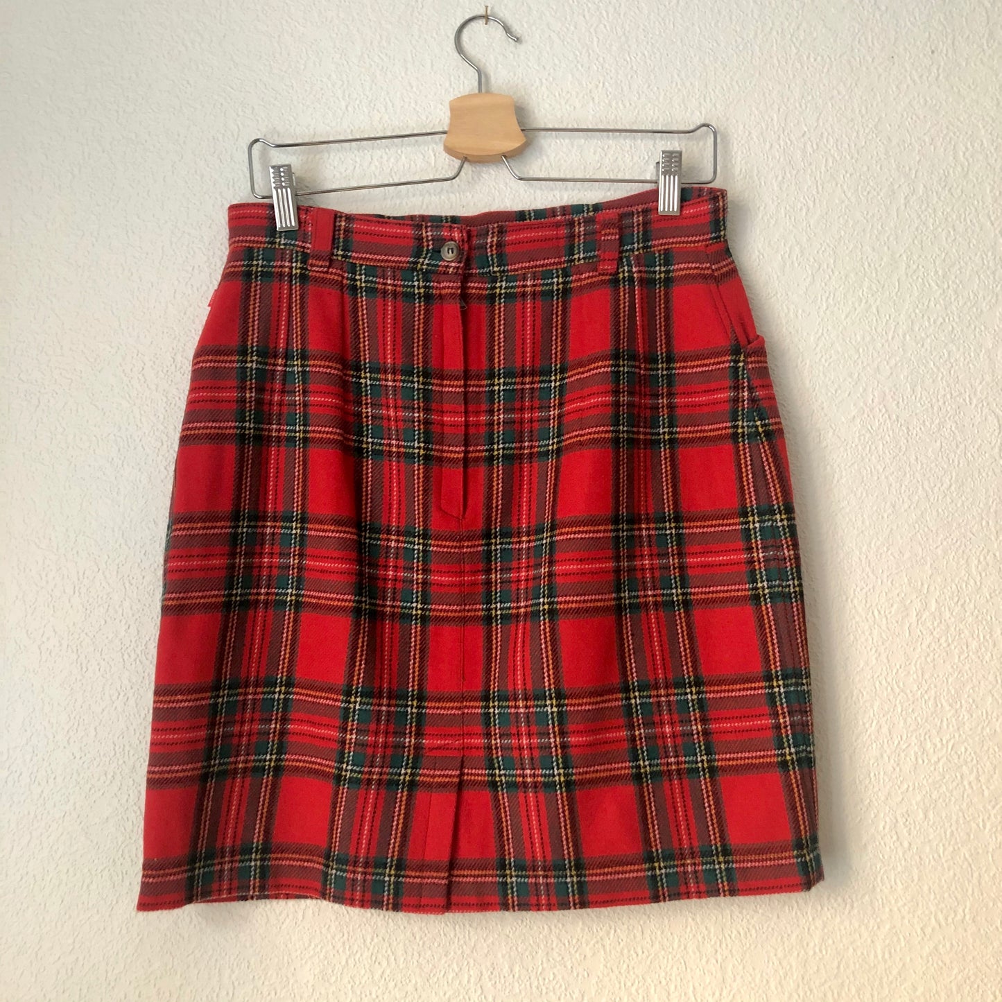 Vintage Red Plaid Wool Skirt