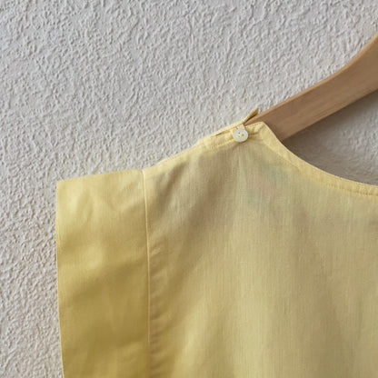 Vintage Soft Yellow Top - Cotton/Linen Blend