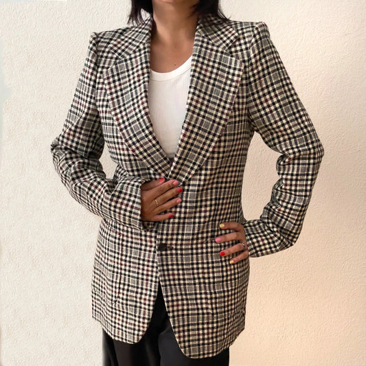 Vintage B&W Checked Blazer