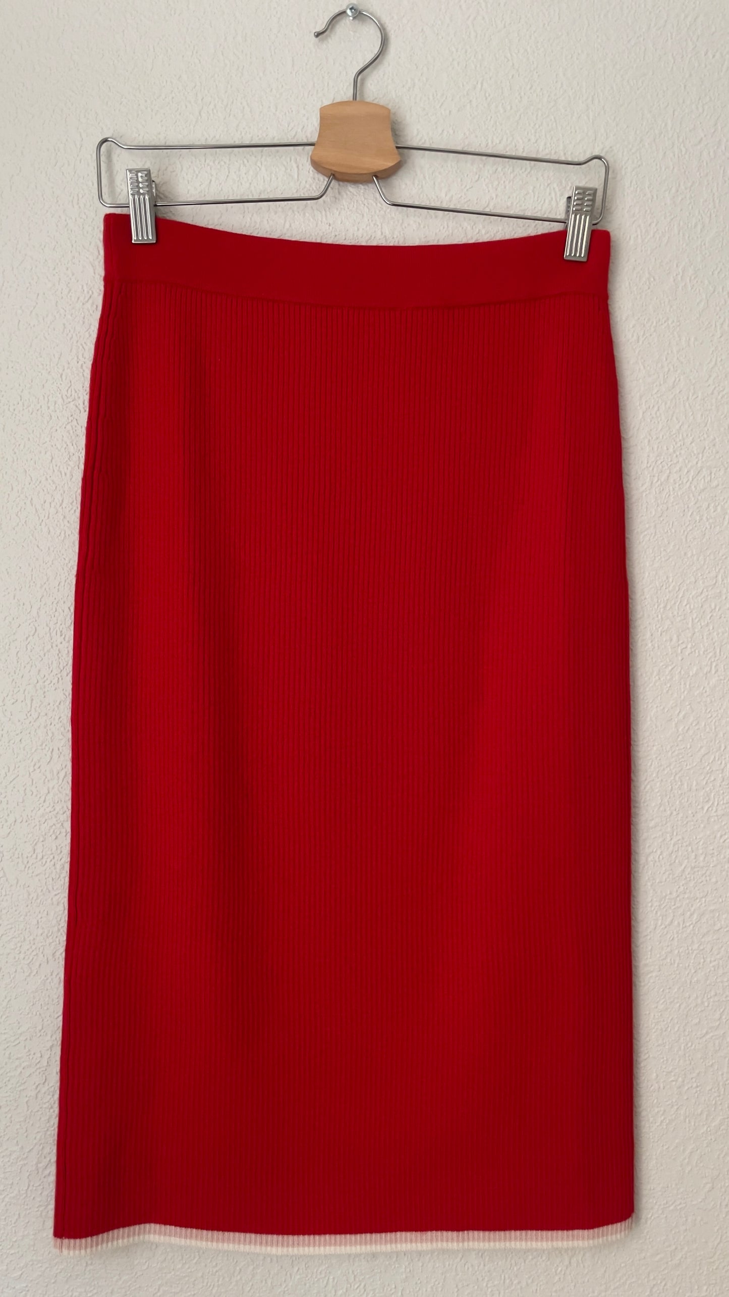 Red Merino Wool Long Skirt